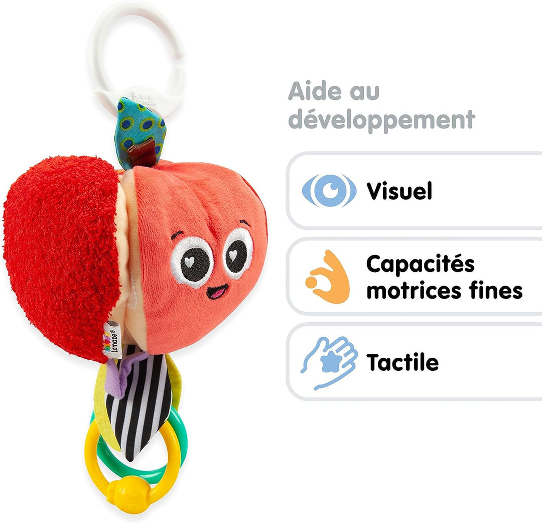 LAMAZE Archer The Apple, Clip-on-Kinderwagen und Kinderwagen, Spielzeug für Neugeborene, sensorisches Spielzeug für Babys mit Farben und Geräuschen, Entwicklungsspielzeug für Jungen und Mädchen im Alter von 0 bis 24 Monaten, mehrfarbig