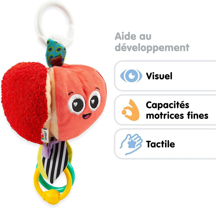 LAMAZE Archer The Apple, Clip-on-Kinderwagen und Kinderwagen, Spielzeug für Neugeborene, sensorisches Spielzeug für Babys mit Farben und Geräuschen, Entwicklungsspielzeug für Jungen und Mädchen im Alter von 0 bis 24 Monaten, mehrfarbig