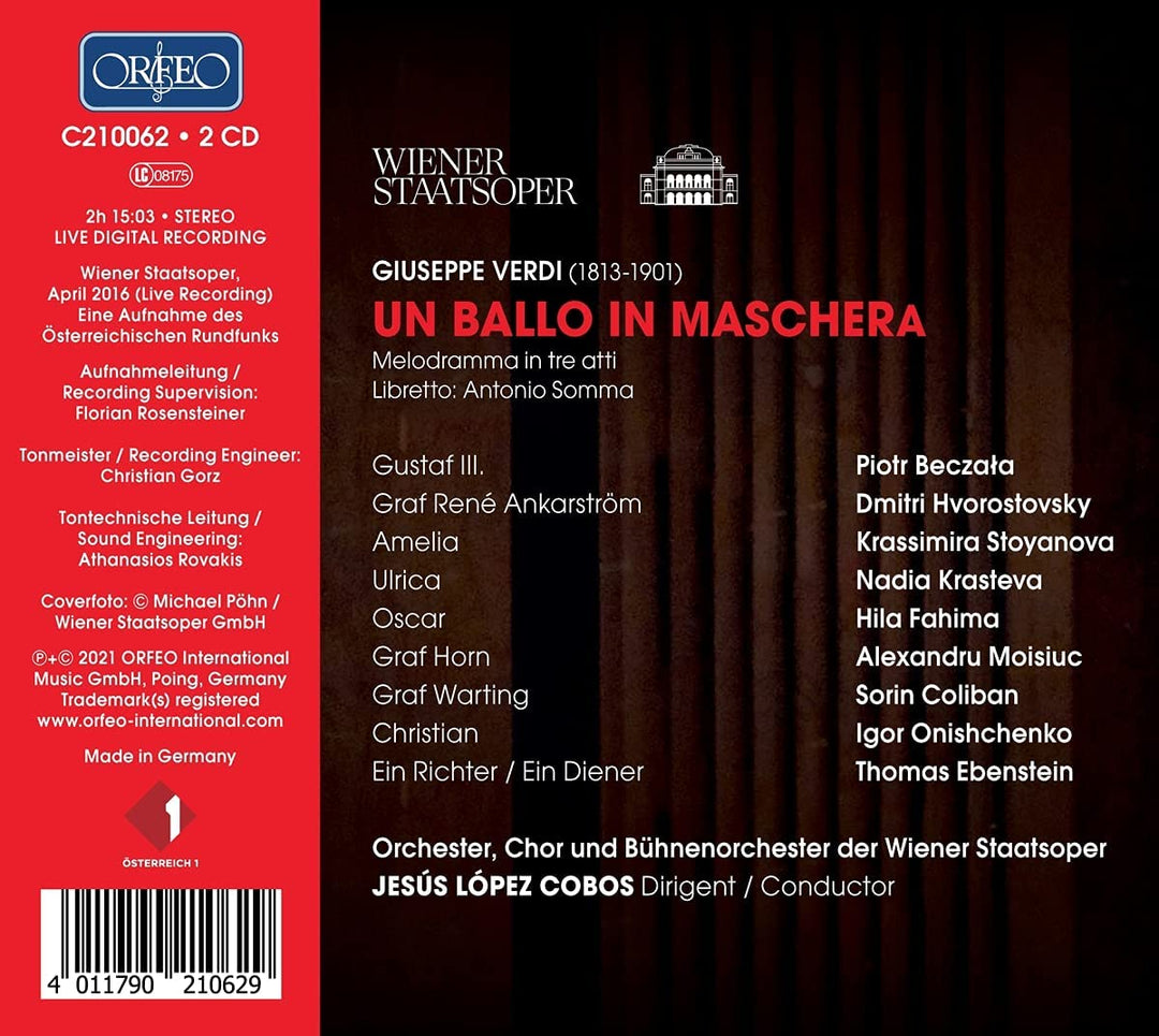 Verdi: Un Ballo In Maschera [Verschiedenes] [Orfeo: C210062] [Audio CD]