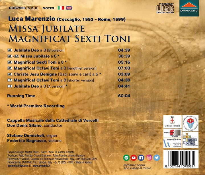 Marenzio: Missa Jublate [Cappella Musicale della Cattedrale di Vercelli; [Audio CD]