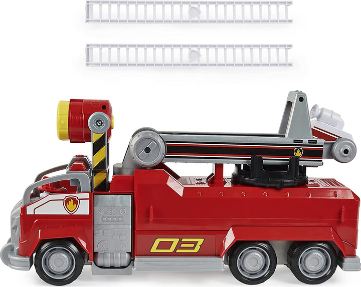 PAW Patrol Marshalls verwandelndes Movie City-Feuerwehrauto mit ausziehbarer Leiter, Lichtern und Geräuschen und Actionfigur zum Sammeln, Kinderspielzeug für Kinder ab 3 Jahren