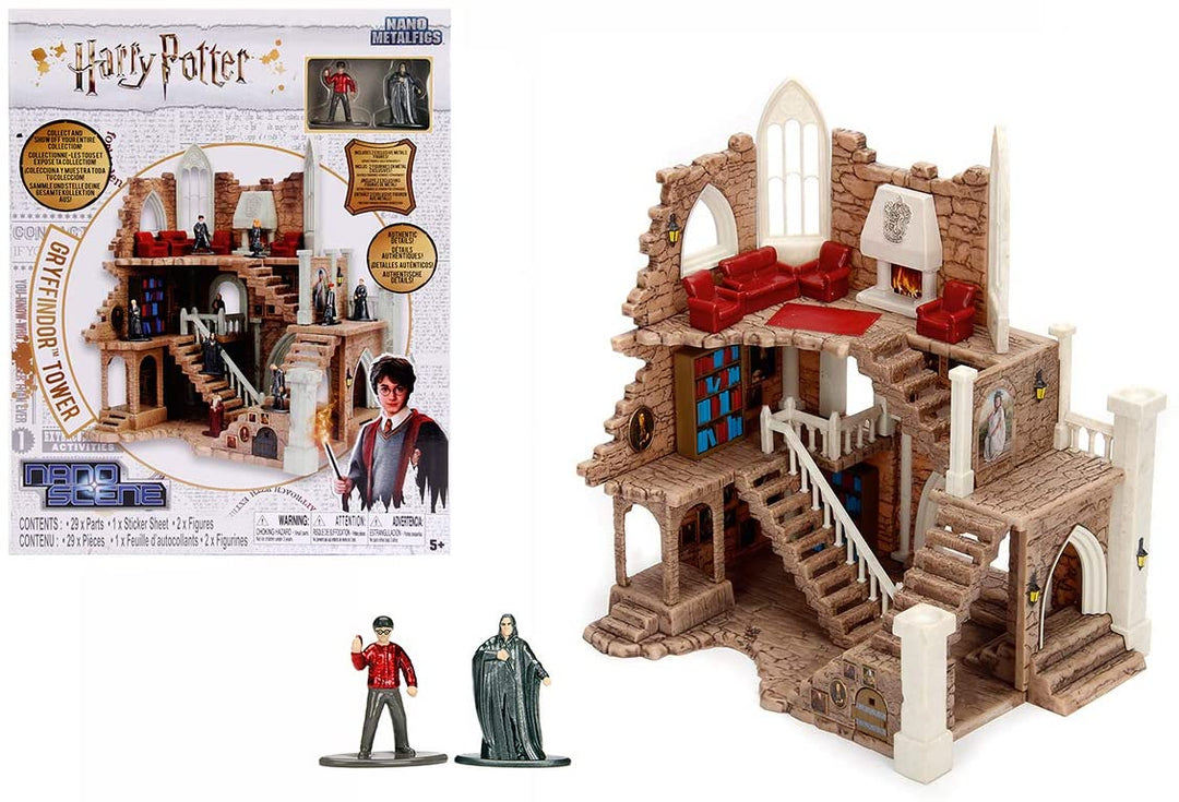 Jada - Harry Potter - 253185001 - Gryffindor Tower Playset + 2 Metal Figurines, 4 cm