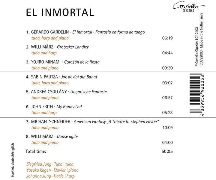 Siegfried Jung; Yasuko Kagen; Johanna Jung - El Inmortal: Works For Tuba, Piano And Harp [Audio CD]