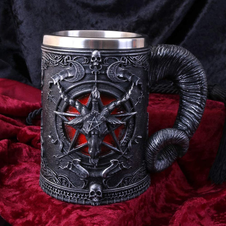 Nemesis Now Black, B4648N9 Baphomet Krug 16,5 cm Becher, Harz mit Edelstahl,