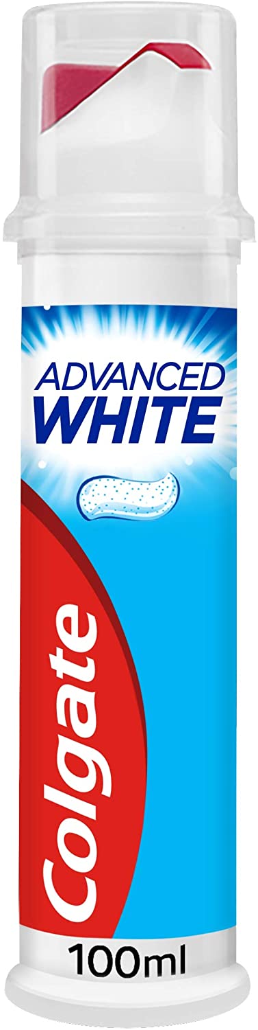 Colgate Advanced White mit mikroreinigenden Kristallen, Zahnpasta-Pumpe zum Aufhellen,