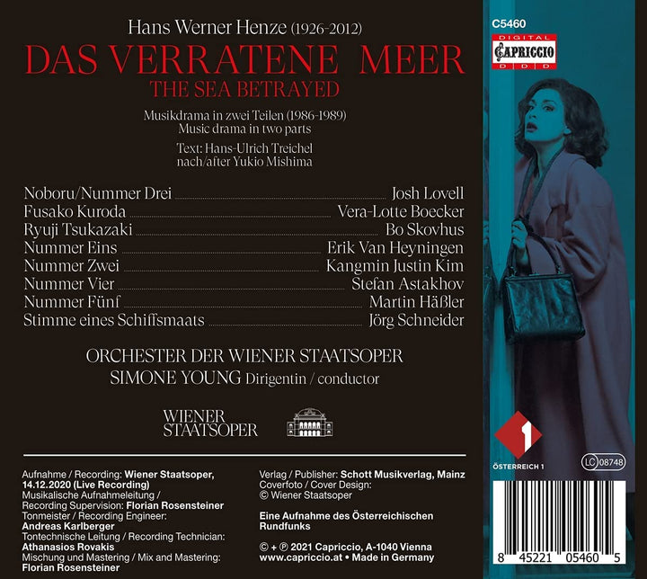 Henze: Das Verratene Meer [Josh Lovell; Vera-Lotte Böcker; Bo Skovhus; Eric Van Heyningen; Kangmin Justin Kim; Stefan Astachow; Martin Habler; Jörg Schneider; Simone Young] [Capriccio: C5460] [Audio CD]