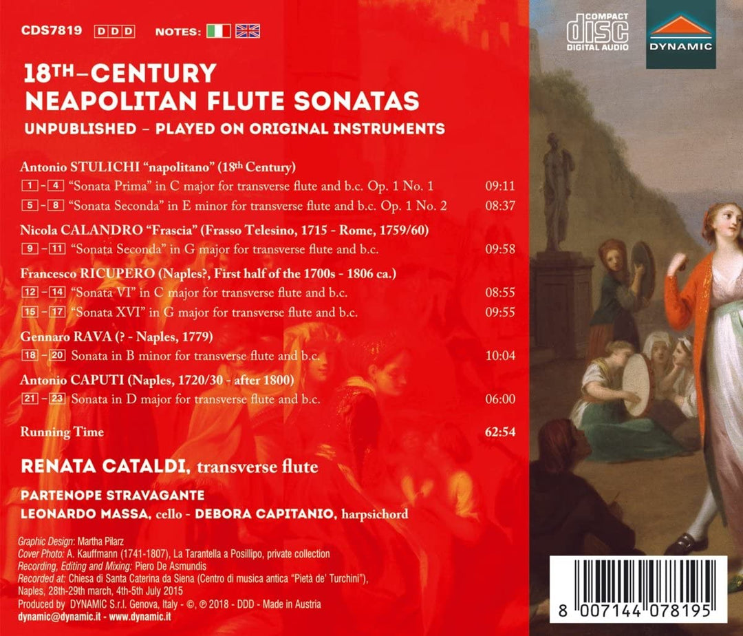 Renata Cataldi – Neapolitanische Flöte aus dem 18. Jahrhundert [Renata Cataldi; Partenope Stravagante; Leonardo Massa; Debora Capitanio] [Dynamic S7819] [Audio CD]