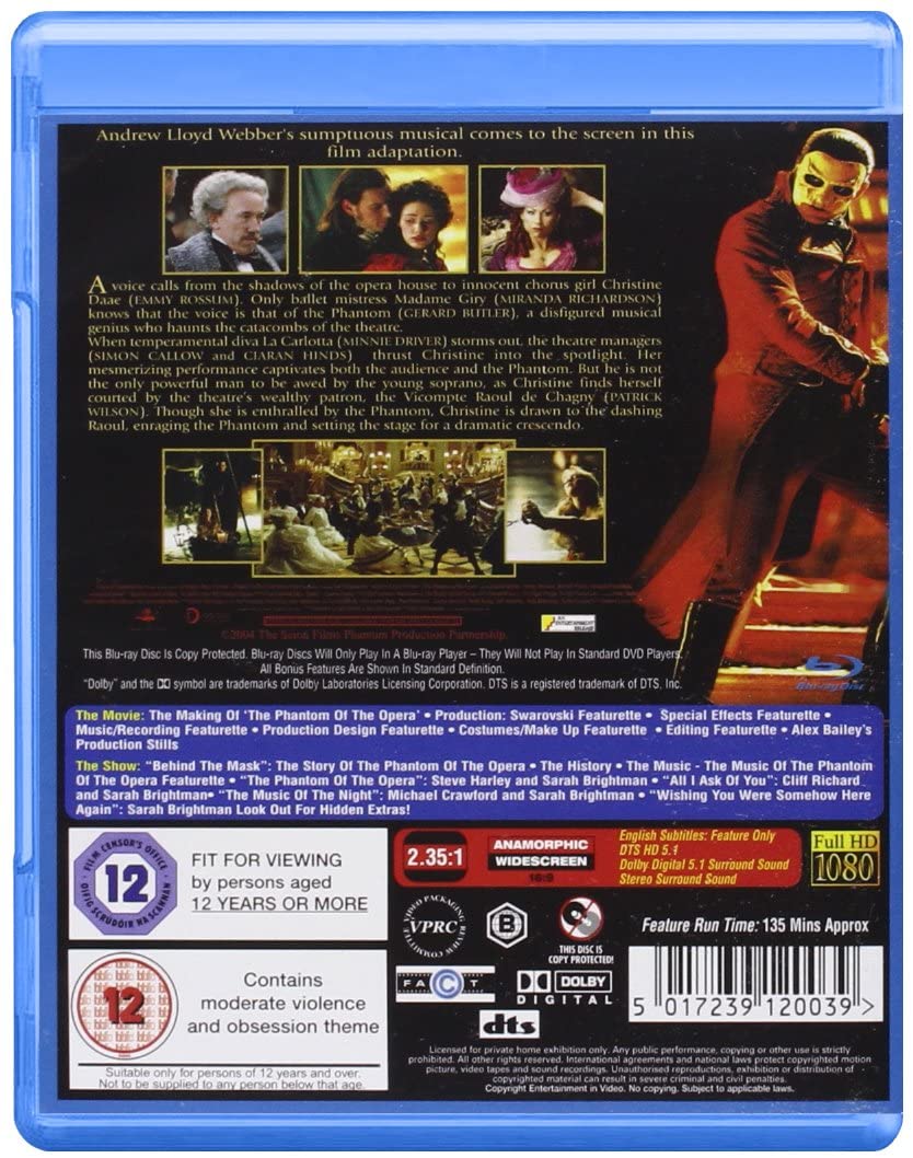 Das Phantom der Oper [2004] – Musical/Romanze [Blu-Ray]