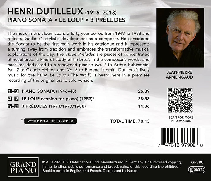 Jean-Pierre Armengaud - Dutilleux: Klavierwerke [Jean-Pierre Armengaud] [Grand Piano: GP790] [Audio CD]