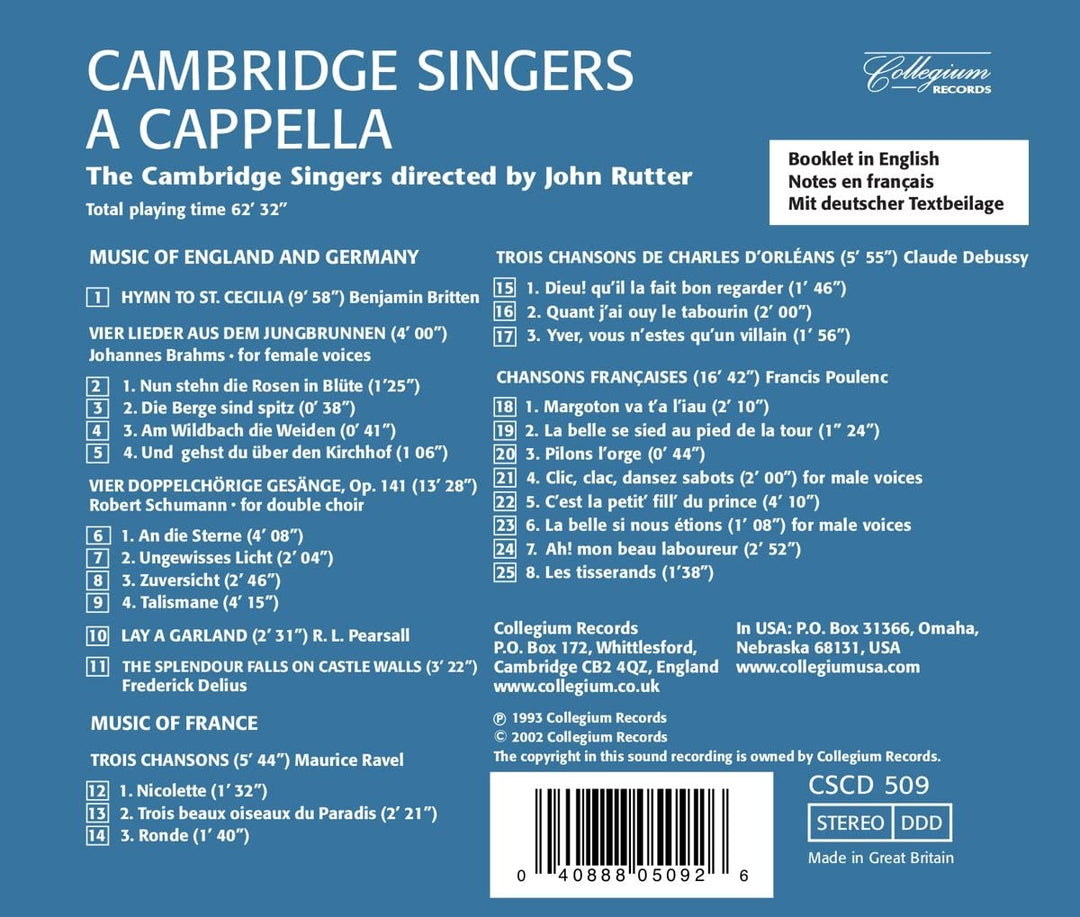 Cambridge Singers a capella [Audio-CD]