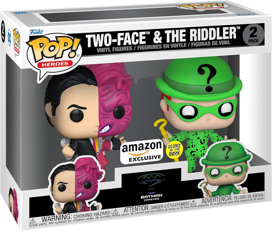 Funko POP! Helden: Batman – Two-Face – (1995) – 2er-Pack Two Face &amp; Riddler – (Glo