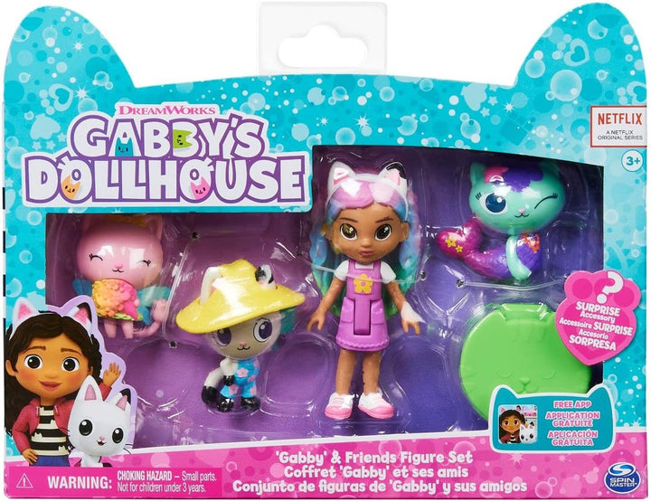 Gabby's Dollhouse 6065350 Friends-Set mit Regenbogen-Gabby-Puppe, Figuren und Surpr