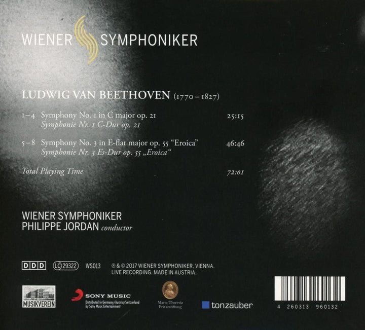 Ludwig van Beethoven: Sinfonien 1 &amp; 3 [Wiener Symphoniker; Philippe Jordan] [Solo Musica: WS 013] [Audio CD]