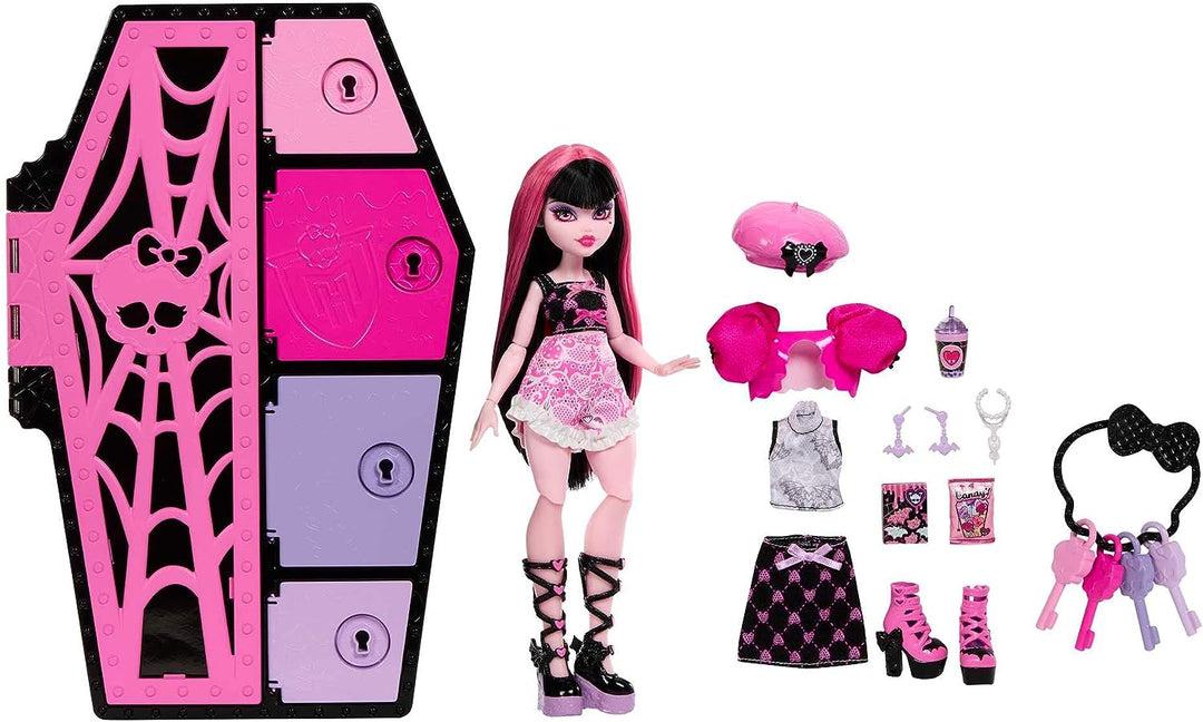 Monster High Doll and Fashion Set, Draculaura with Dress-Up Locker and 19+ Surprises