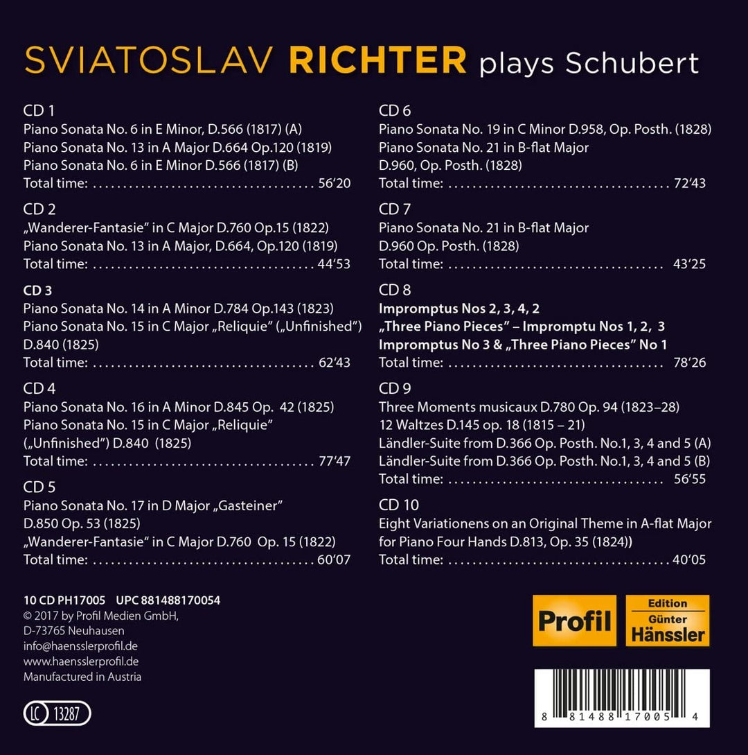 Sviatoslav Richter spielt Schubert [Audio-CD]