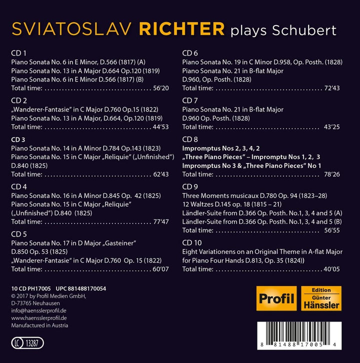 Sviatoslav Richter spielt Schubert [Audio-CD]