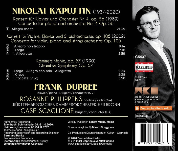 Kapustin: Klavierkonzert Nr. 4 [Frank Dupree; Rosanne Philippens; Meinhard Jenne; Württembergisches Kammerorchester; Case Scaglione] [Capriccio: C5437] [Audio CD]