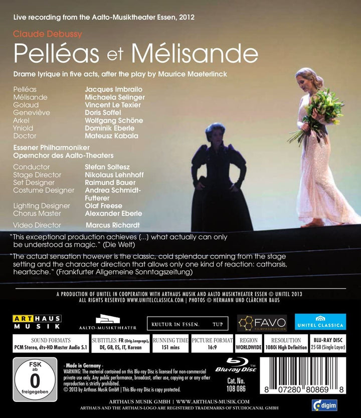 Debussy: Pelleas Et Melisande [Jacques Imbrailo, Michaela Selinger, Vincent Le Texier] [Arthaus: 108086] [2013] – [Blu-Ray]