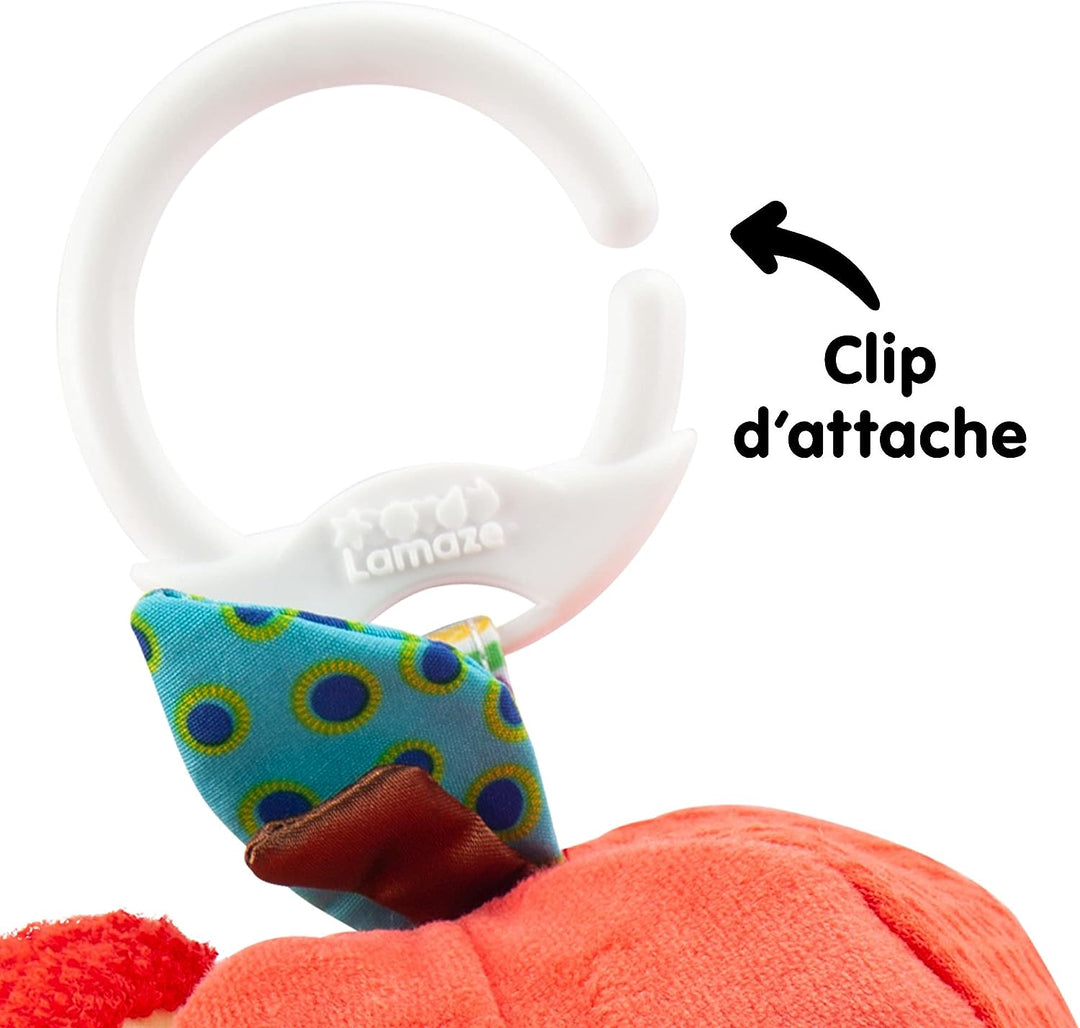 LAMAZE Archer The Apple, Clip-on-Kinderwagen und Kinderwagen, Spielzeug für Neugeborene, sensorisches Spielzeug für Babys mit Farben und Geräuschen, Entwicklungsspielzeug für Jungen und Mädchen im Alter von 0 bis 24 Monaten, mehrfarbig