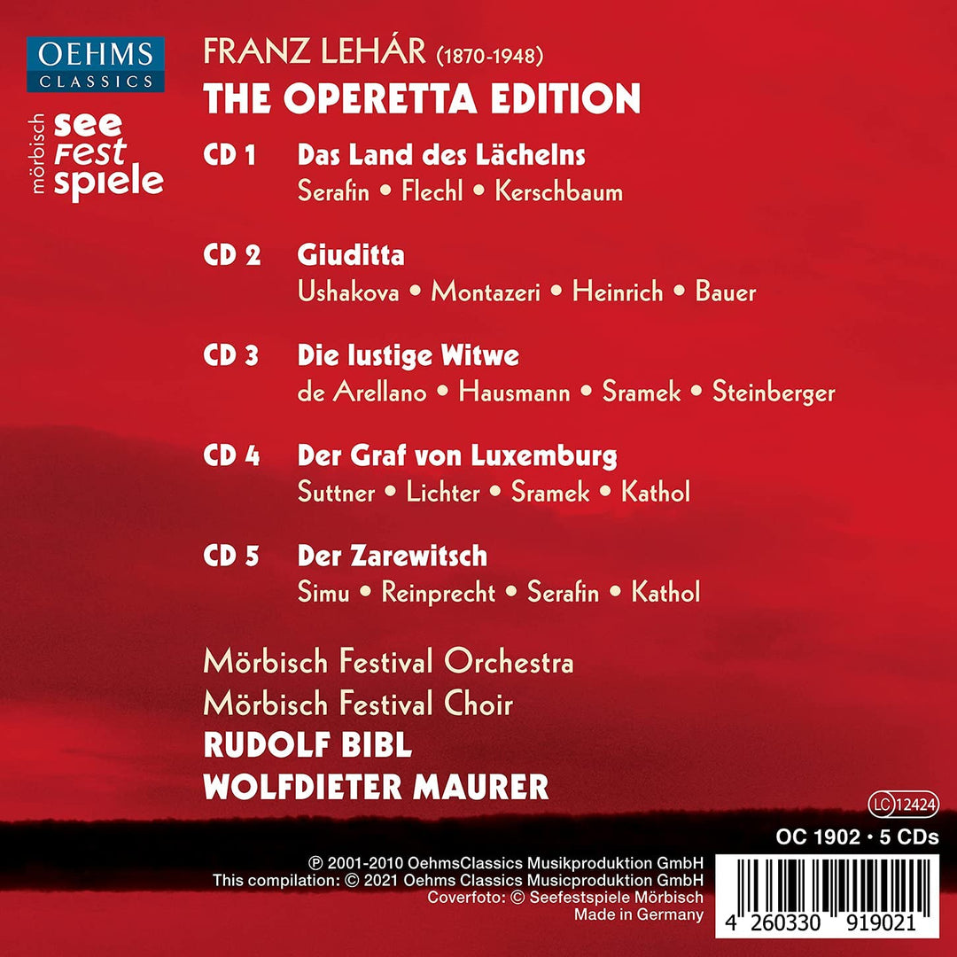 Lehar: The Operetta Edition [Seefestspiele Mörbisch; Mörbisch Festival Orchestra and Choir; Rudolf Bibl; Wolfdiete Maurer] [Oehms Classics: OC1902] [Audio CD]