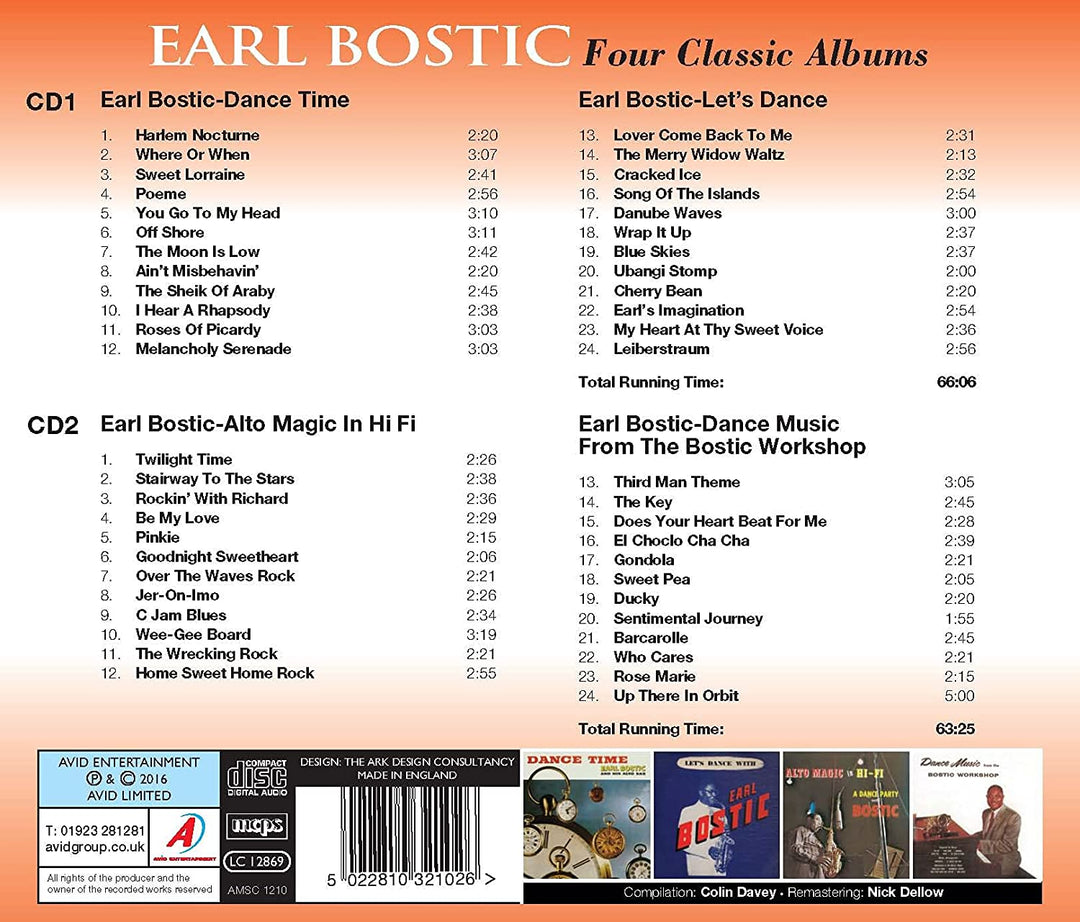 Earl Bostic – Vier klassische Alben (Dance Time / Let's Dance / Alto Magic In Hi-Fi / Dance Music From The Bostic Workshop) [Audio-CD]