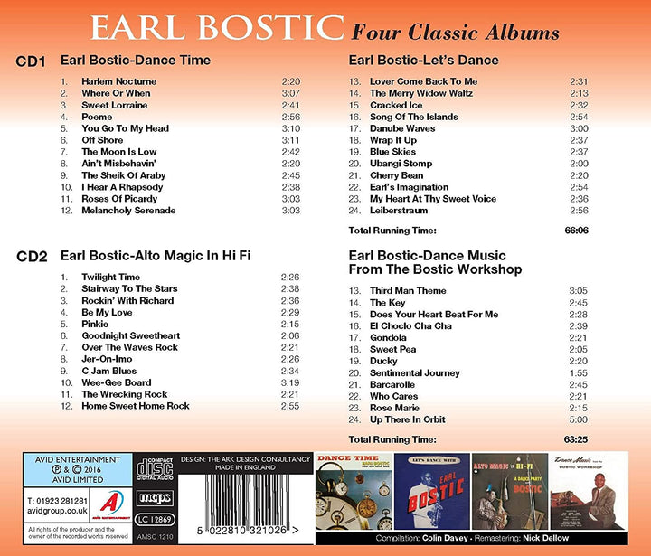 Earl Bostic – Vier klassische Alben (Dance Time / Let's Dance / Alto Magic In Hi-Fi / Dance Music From The Bostic Workshop) [Audio-CD]