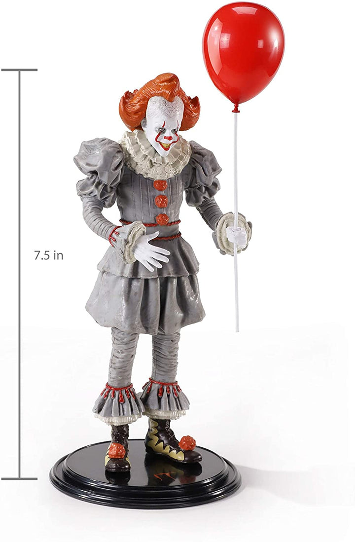 The Noble Collection IT Bendyfigs Pennywise – 7,5 Zoll (19 cm) Noble Toys Biegbare Figur, bewegliche Sammelpuppenfiguren mit Ständer