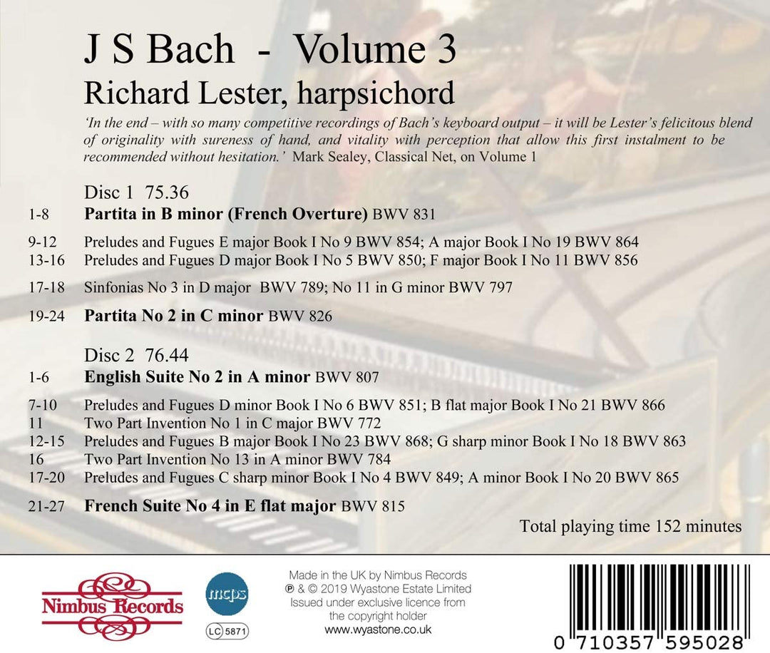 Bach: Werke für Cembalo, Bd. 3 [Audio-CD]