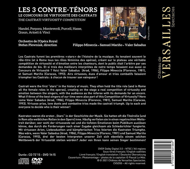 Les 3 Contre-ténors: Le concours de virtuosité des castrats [Audio-CD]