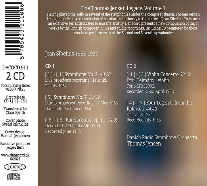 Thomas Jensen Legacy, Bd. 1 [Symphonieorchester des Dänischen Rundfunks; Emil Telmányi; Thomas Jensen] [Danacord: DACO 911] [Audio CD]