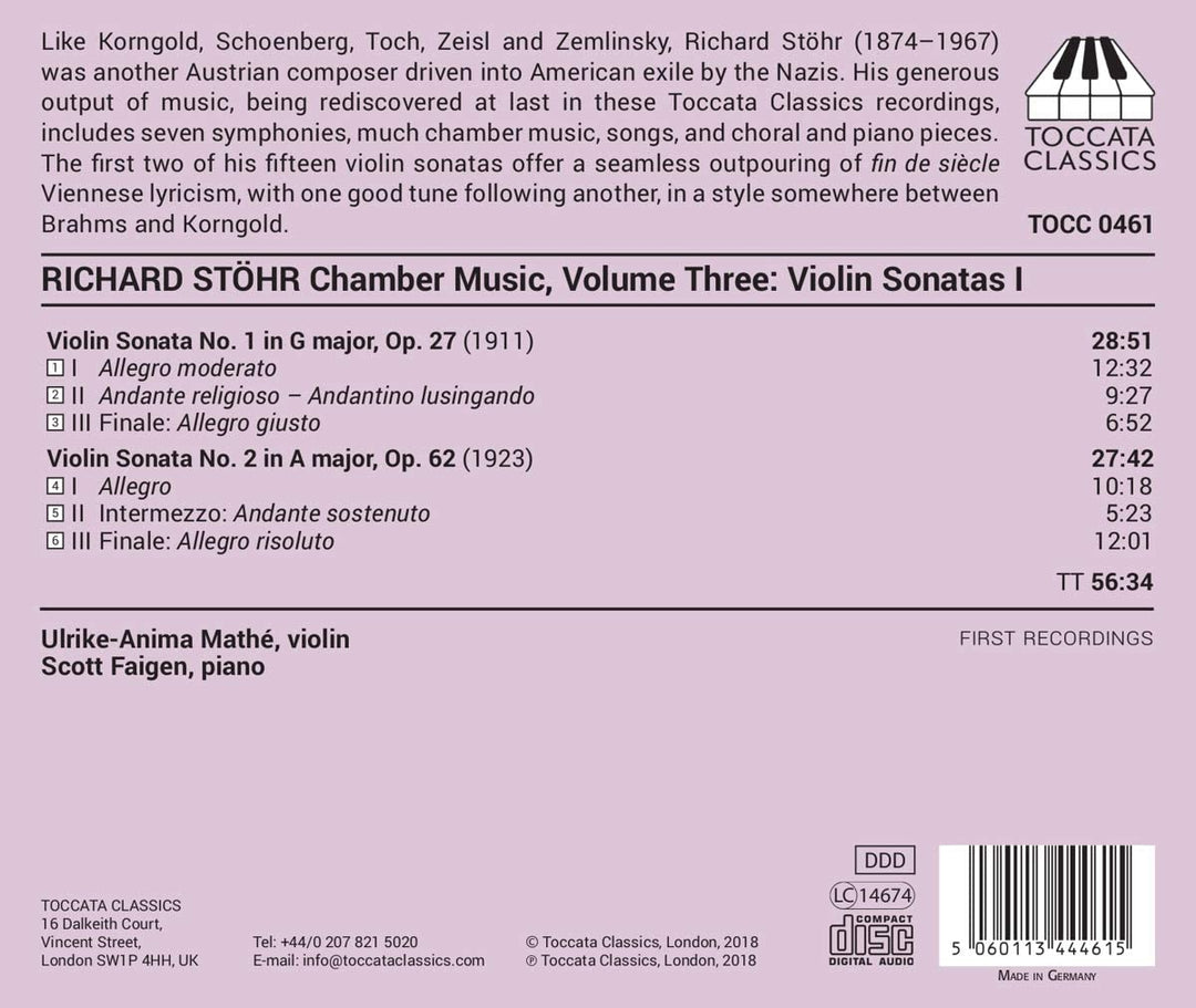 Sthr: Kammermusik, Band Drei [Ulrike-Anima Math; Scott Faigen] [Toccata Classics: TOCC 0461] [Audio CD]