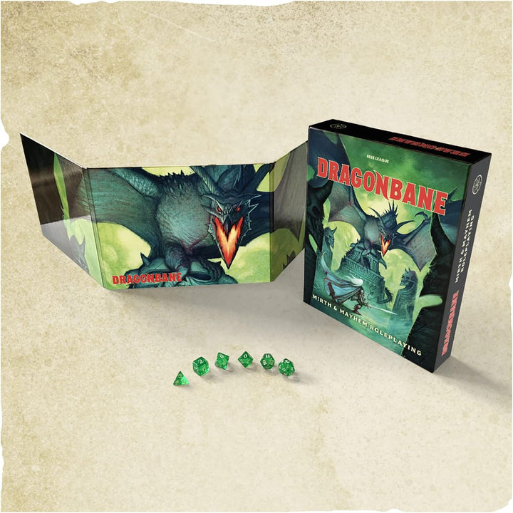 Dragonbane: Dice Set - 6 Piece Green Transparent Dice Set, Free League Publishin