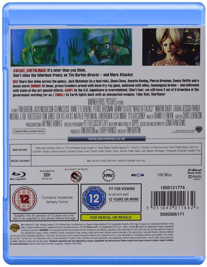 Mars Attacks [1996] [Region Free] – Science-Fiction [Blu-ray]