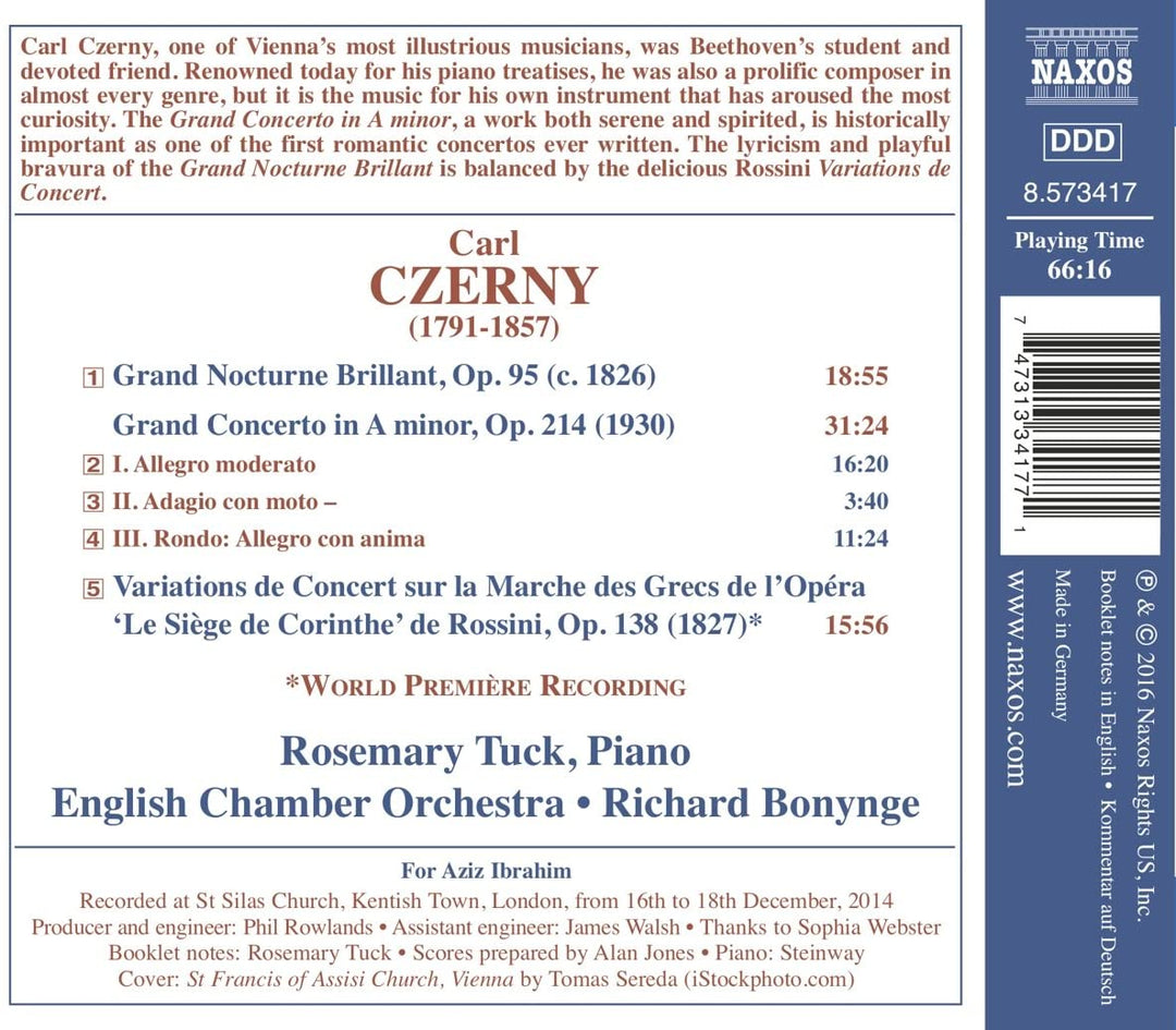 Czerny: Großes Konzert [Rosemary Tuck; English Chamber Orchestra, Richard Bonynge] [Naxos: 8573417] - Rosemary Tuck [Audio CD]