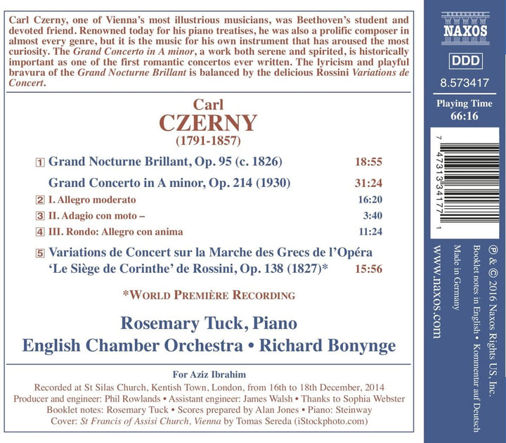 Czerny: Großes Konzert [Rosemary Tuck; English Chamber Orchestra, Richard Bonynge] [Naxos: 8573417] - Rosemary Tuck [Audio CD]