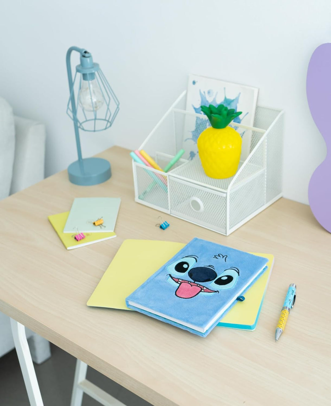 Grupo Erik Disney Stitch A5 Notebook Plush Cover With Projector Pen | Dotted Notebook