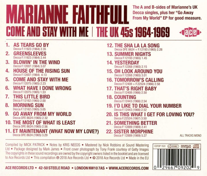 Marianne Faithfull – Come And Stay With Me: The UK 45s 1964–1969 [Audio-CD]