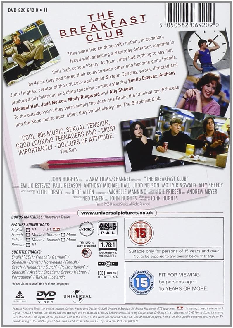 The Breakfast Club [1985] – Drama/Teen [DVD]