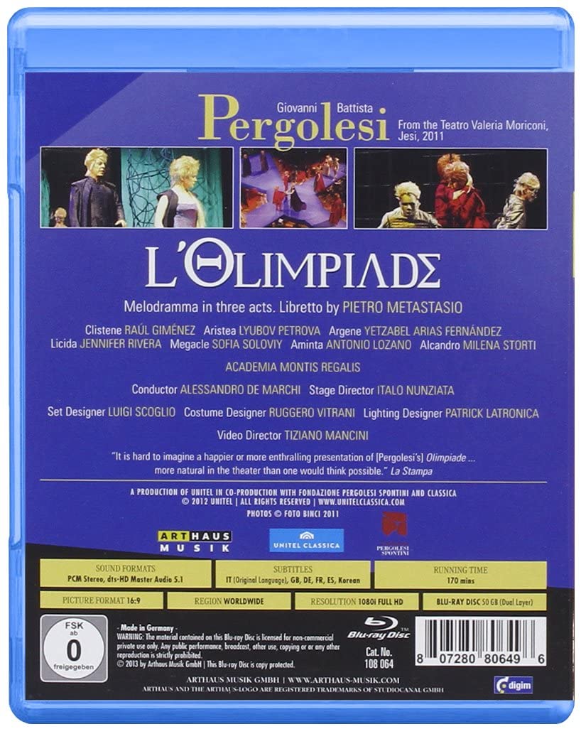 Pergolesi: L'Olimpiade [Blu-ray]