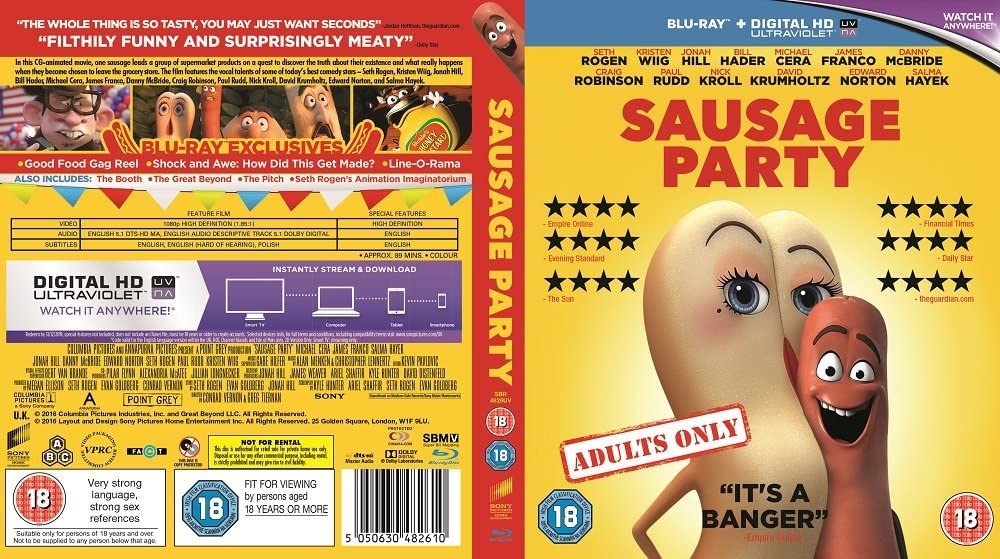 Sausage Party [2016] [Region Free] - Comedy/Adventure [Blu-ray]