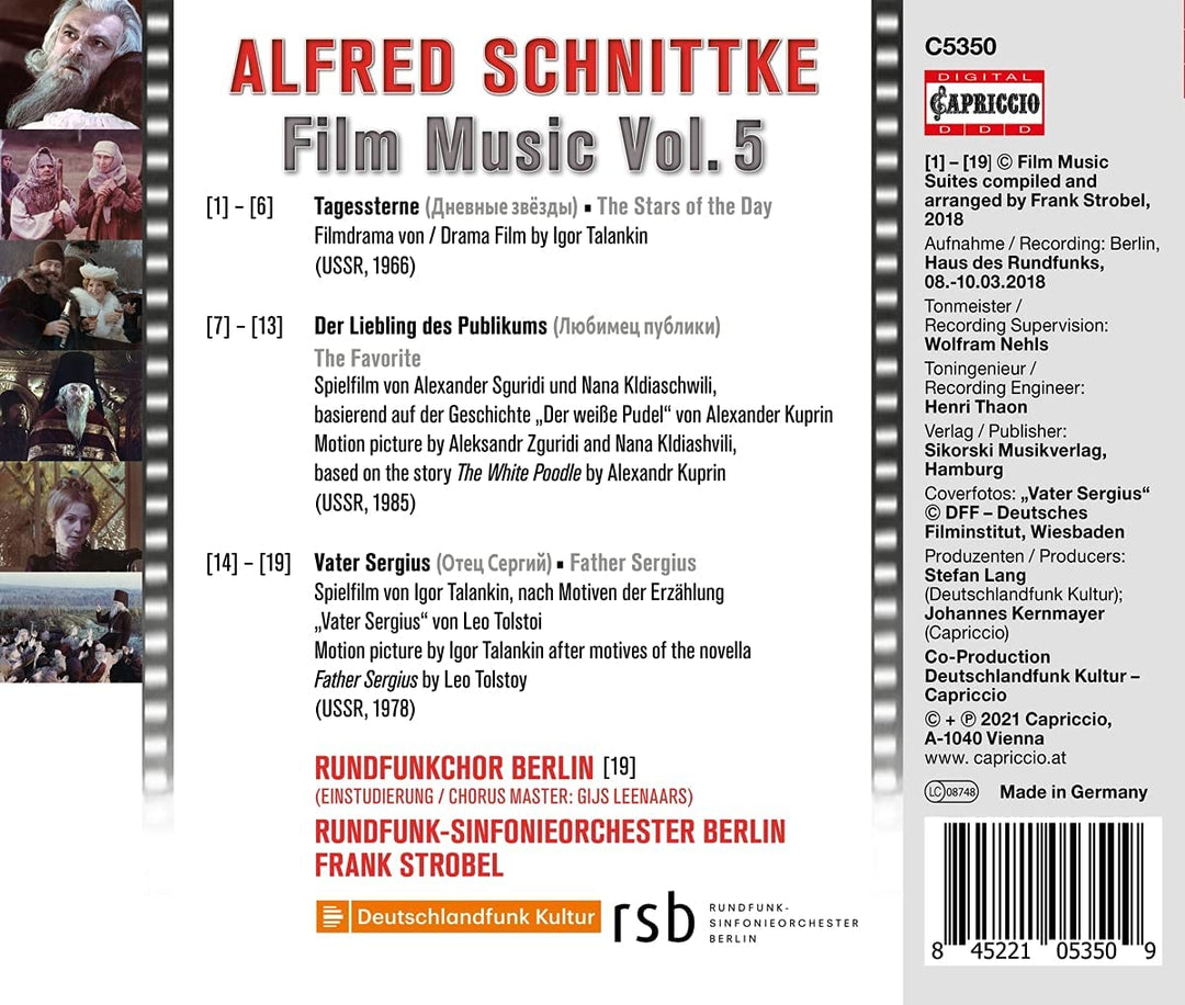 Rundfunk Chor Berlin - Schnittke: Filmmusik Band 5 [Rundfunk Chor Berlin; Rundfunk-Sinfonieorchester Berlin; Frank Strobel] [Capriccio: C5350] [Audio CD]