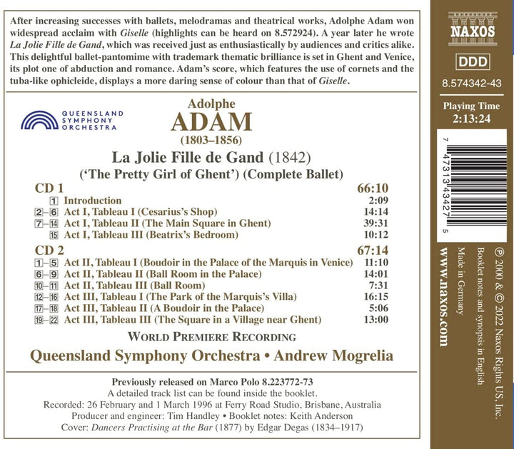 Queensland Symphony Orchestra – Adam: La Jolie Fille De Gand [Queensland Symphony Orchestra; Andrew Mogrelia] [N [Audio CD]