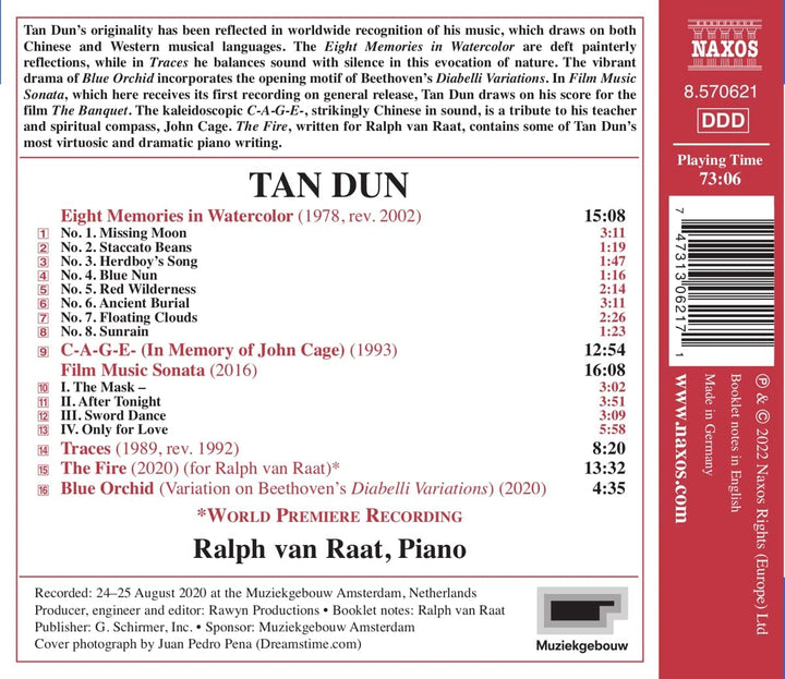 Tan Dun: Acht Erinnerungen in Aquarell [Ralph van Raat] [Naxos: 8570621] [Audio CD]