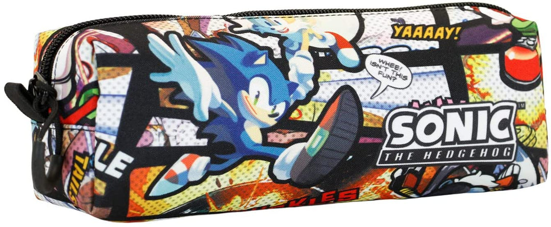 Sega-Sonic Vintage-Fan Quadratisches Federmäppchen, mehrfarbig
