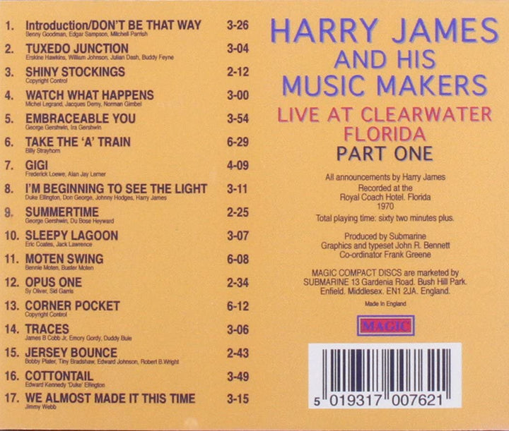 Harry James - Live From Clearwater Part 1 [Audio CD]