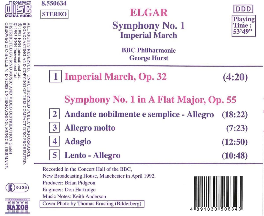 Elgar: Symphony No. 1 & Imperial March Op. 32 [Audio CD]