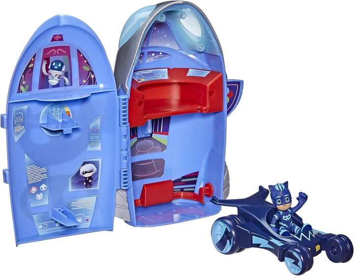 PJ MASKS F20985L0 2-in-1-HQ-Spielset, Hauptquartier und Rakete, Vorschulspielzeug mit Actionfigur und Fahrzeug für Kinder ab 3 Jahren