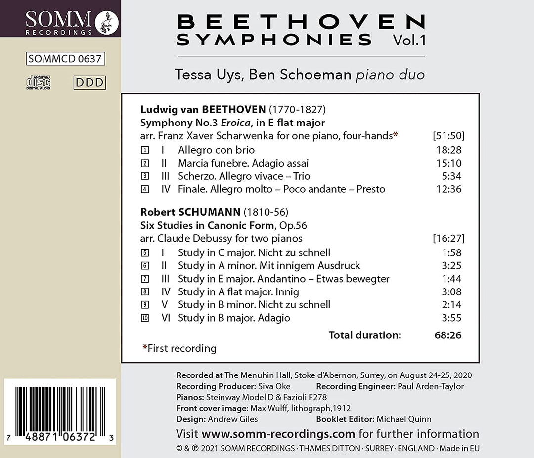 Beethoven: Sinfonien [Tessa Uys; Ben Schoeman] [Somm Recordings: SOMM 0637] [Audio CD]