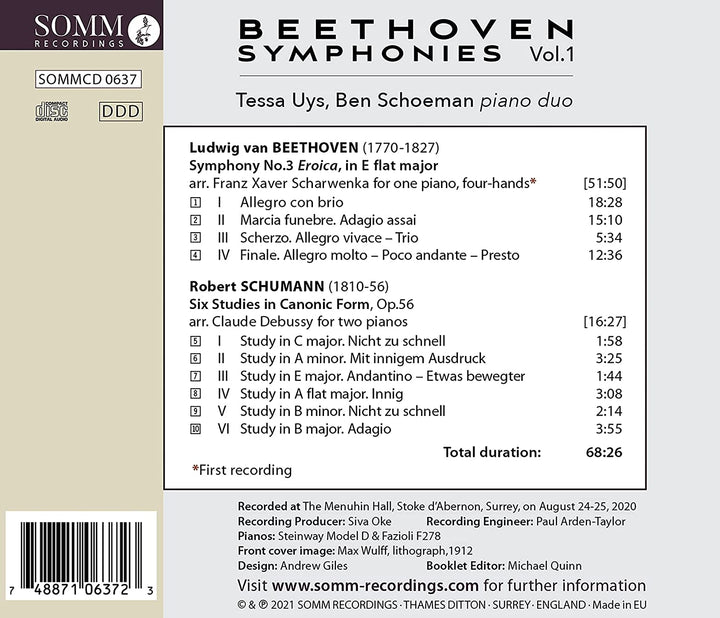 Beethoven: Sinfonien [Tessa Uys; Ben Schoeman] [Somm Recordings: SOMM 0637] [Audio CD]