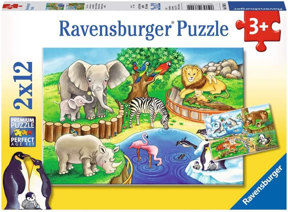 Ravensburger 76024 Puzzle „Tiere im Zoo“ (2 x 12-teilig)